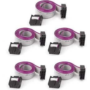 uxcell 5pcs FC8P 8-Pin IDC Socket Extension Flat Ribbon Cable Wire 40cm Long