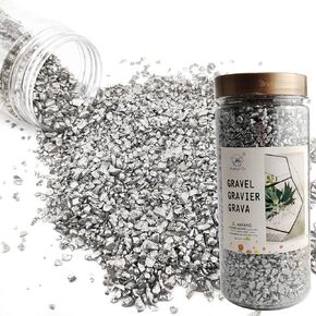 HappyFiller 1.3 LB Fine Gold Crushed Glass Sand Broken Glass Pieces Crush Terrarium Stones for Resin Arts,Crafts,Succulent Plant Soil Cover,Vase Filler,Candle Holder Small Pebble,DIY Wall Decor