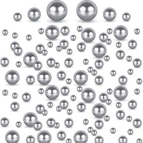 FUTUREPLUSX 200PCS Floating Pearls No Hole Vase Fillers, Floating Beads Table Centerpieces Gloss Pearl Beads Mixed Sizes for Floating Candle Home Decoration,(8/14/18mm)Silver Pearl Easter Party Decor