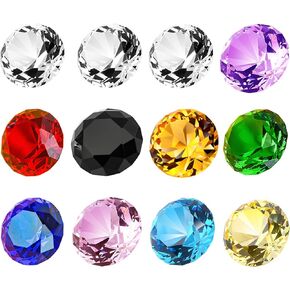 12PC 30mm (1.2 inch) Crystal Diamond Pirate Gems Multicolor Paperweight Jewels Wedding Decorations Christmas Centerpieces for Kids Home Decor