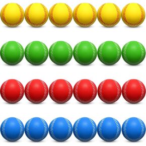 24 Pcs 9 Inch Soft Foam Baseballs for Hitting Practice Training Foam Baseballs for Kids Teenager Players Youth Foam Softballs Set for Throwing Catching Batting Pitching Indoor Outdoor, 4 Colors