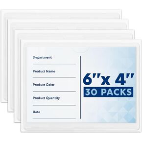 Mifflin-USA Index Card Holder (4x6", 100 Pack), Clear Self-Adhesive Card Pockets, Label Holders for Organizing Storage Bins & Containers, Plastic Sleeves for Protecting Cards & Labels