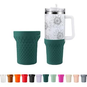 Silicone Boot Cover for Stanley Cup Accessories,Silicone Water Bottle Sleeve for Stanley Quencher H2.0 and Quencher Adventure Tumbler 30 oz/20 oz Cup (20oz/30oz, Black)