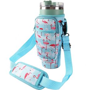 LMYUHONG Water Bottle Carrier Bag Holder for Stanley with Strap Pouch, fits for Quencher Adventure 40oz,H2.0 Stanley Cup Accessories,Bottle Pouch for Hiking Travelling Camping Climbing,Green