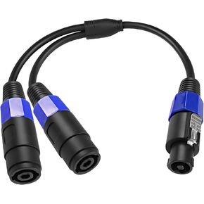 XMSJSIY Speakon Male to 2 Female Splitter Cable Speaker Break Out Twist Lock Audio Cable NL4FC 4 Core Speaker Connector Plug - 0.5m… (1 Male to 2 Female)