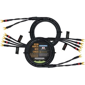 WORLDS BEST CABLES 8 Foot - Canare 4S11 – Audiophile Grade - HiFi Star-Quad Bi-Wire Speaker Cable Pair with Eminence Gold Spade Connectors