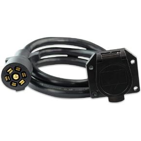 7-Way Trailer Extension Cord Wire 6 Ft - 7 Pin Connector Plug for RV Trailer, Caravan, 5th Wheel to Truck or Van - Heavy Duty & Weatherproof (6-Feet)