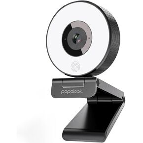 papalook PA552 4K Webcam with Ring Light, Autofocus, Microphone, Privacy Cover - Plug & Play USB for PC/Mac/Laptop/Desktop, Zoom Video Conference, Streaming in Kuwait