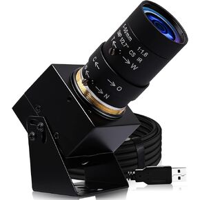 ELP 4K USB Camera with Microphone Manual Zoom Webcam 5-50mm Variable Focus PC Camera for Computer Mini UVC USB2.0 Web Camera IMX317 Varifocal Audio Video USB with Camera 8mp Vari-focus Close-up Camera