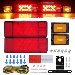 Super Bright LED Trailer Light Kit - 12V Submersible Boat Trailer Lights, ldeal for Truck, RV, Boat, Camper Under 80" - High-Intensity Tail Lights, IP68 Waterproof