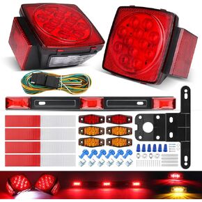 Trailer Lights LED Kit, 12V Submersible Boat Trailer Lights Utility Trailer Lights with License Plate Lights, Marker Lights, Brake Lights, Wiring Harness, for Trailer Boat Truck RV