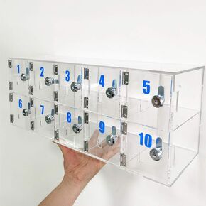 No Confused for Each Key Clear Cell Phone Locker Box with Door Locks and Keys Wall-Mounted Cell Phones Storage Cabinet Pocket Storage Locker Box for Office Classroom