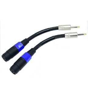 2packs 12awg 6.35 mm 1/4" ts Mono Dual 2 Plug 1/4 inch Male to speakon Female Speaker Adapter Conversion Cable Cord Audio with Port Connector for para bocina de dj Stage Power Amplifier amp