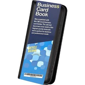 Professional Business Card Book Holder Organizer with Black Padded PU Leather Cover, Holds 160 Business Cards, Gift Card Book Holder, Credit Cards Booklet (Black) by Ring Binder Depot