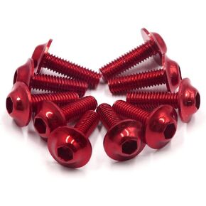 uxcell 10pcs M6 x 19mm Red Hexagon License Plates Fairing Bolts Screws for Motorcycle
