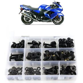 Xitomer Full Sets Fairing Bolts Kits, Fit for NINJA ZX-14R ZZR1400 2006 2007 2008 2009 2010 2011, Mounting Kits Washers/Nuts/Fastenings/Clips/Grommets (Matte Black)