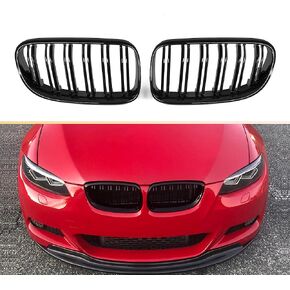 E92 Grille, ABS Gloss Black Front Replacement Kidney Grill for 3 Series E92 & E93, 2010-2013
