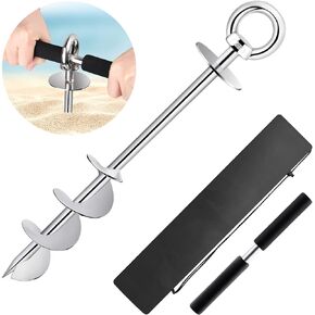 Abimars Sand Anchor Kit 16-1/2", 304 Stainless Steel Triple Spiral Auger Boat Anchor to The Beach and Sandbar, for Any Watercraft Up to 25’