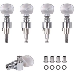Yibuy Banjo Geared Machine Head Silver Alloy Gear Ratio 4:1 with Banjo Machine Head Tuning Peg Bushing and Spacer Pack of 5