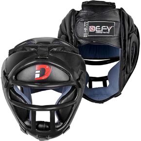 DEFY Head Guard Premium Synthetic Leather MMA Boxing Headgear UFC Fighting Sparring Taekwondo BJJ Training