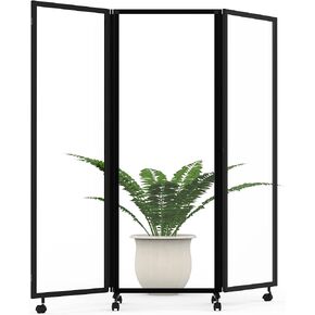 Stand Up Desk Store ReFocus Three-Panel Trifold Acoustic Fabric Room Divider Partition Privacy Screen (Anthracite Gray PET, 71" x 65")