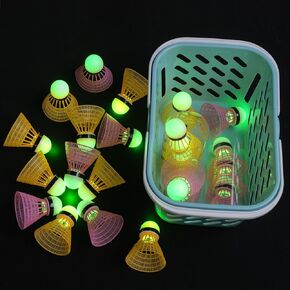 24 Pack LED Badminton Shuttlecocks for Baseball Practice, 2.2-Inch Nylon Feather Birdies with Glow-in-The-Dark Lights for 23803BH Ptiching Machine, Indoors & Outdoors (Orange&Purple) in Kuwait