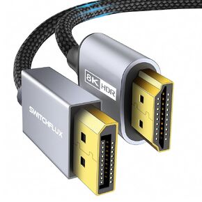 6FT DisplayPort to HDMI 8K Cable [8K@60Hz,4K@120Hz,2K@144Hz] Uni-Directional DP Source to HDMI Display, DisplayPort 1.4 to HDMI 2.1 Braided Cord for AMD,NVIDIA
