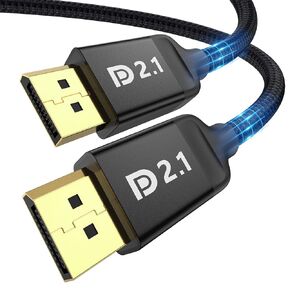 كابل Silkland DisplayPort 2.1 بطول 10 أقدام، كابل DP 2.0 [16K@60 هرتز، 8K@120 هرتز، 4K@240 هرتز، 2K@360 هرتز] 80 جيجابت في الثانية HDR، HDCP DSC 1.2a، شاشة ألعاب FreeSync G-Sync المتوافقة 4090 3090Ti 7900XTX in Kuwait