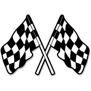 Dual Checkered Flag Stickers (Racing Decals, Final Lap Flag Vinyl, Black and White Auto Racing Sticker for Cars, Trucks, Laptops, and Coolers (2.8 x 4 inch)