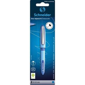 Schneider One Hybrid N Rollerball Pen, 0.5 mm Hybrid Needle Tip, Light Blue Barrel, Blue Ink, Blister Pack of 1 Pen (78343)