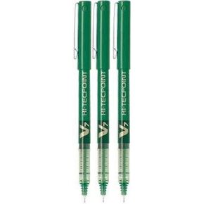 قلم Pilot BX V7 Green Hi-Tecpoint Fine Rollerball Pen 0.7 مم طرف بنك الاستثمار القومي وعرض الخط 0.5 مم (عبوة من 3)