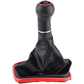 Keenso 5 Speed Car Gear Shifter Knob Gaiter Gear Stick Gaitor Boot Kit Gaiter Stick Head Lever Cover with Leather Dustproof Cover