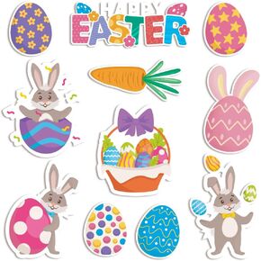 Hying 40 PCS Easter Cutouts Easter Classroom Bulletin Board Decorations Set Chick Eggs Bunny Cut-Outs Decorations Cardboard Paper Cutting Decoration with Glue Points for Classroom Chalkboard Decor