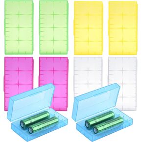10 قطع حافظة تخزين بطاريات ملونة شفافة لبطارية 2 18650 أو 4 CR123A (فتحتان - 10 قطع متعددة الألوان) in Kuwait