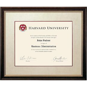 EXCELLO GLOBAL PRODUCTS Photo Document Frame: 11" x 14" with Double Mat Graduation Diploma Certificate Holder Wall Frame (Brown/Burgundy)