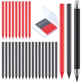 36 Pcs 5.6 mm Mechanical Pencil Refills and 5.6 mm Mechanical Pencil, Black and Red Sketch up Pencil Refills Mechanical Pencil Replacements for Woodworking Architect Art Painter Drawing Drafting