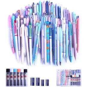 DzdzCrafts Kawaii Color 0.5mm 0.7mm Mixed Styles 12pcs Mechanical Pencils with 360pcs Pencil Leads 90mm Long Refills and 4 Erasers