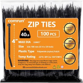 1000pcs 8Inch Nylon Zip Ties, 50 Pounds Tensile Strength, Black Cable Tie, Industrial Grade, UV Resistant,Heavy Duty,for Home,Garden Trellis,Office,Garage and Workshop