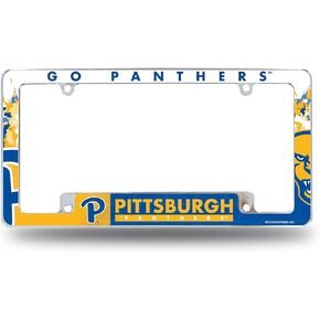 إطار لوحة ترخيص السيارة من Rico Industries NCAA Pitt Panthers Primary مقاس 12 بوصة × 6 بوصة من الكروم للسيارة/الشاحنة/سيارات الدفع الرباعي