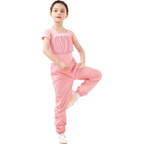 Daydance Teens Girls Ripstop Bib Pants for Ballet, Gymnastic Dance Warm up Trousers