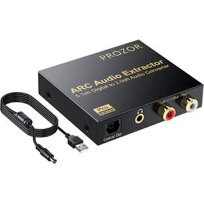 PROZOR HDMI مستخرج الصوت 192 كيلو هرتز DAC محول ARC مستخرج الصوت يدعم صوت HDMI الرقمي إلى صوت ستيريو تناظري RCA L/R محوري SPDIF ومحول صوت جاك ARC مقاس 3.5 مم in Kuwait