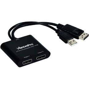 2 Ports DisplayPort MST Hub Splitter Support HDCP, SST, and Extended MST, 3840x2160P@30Hz - Black (61072)