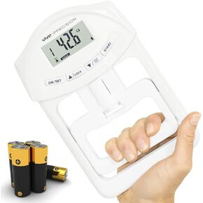 Grip Strength Tester - Hand Grip Dynamometer - Handheld Digital Grip Measurement Meter Device Trainer Power 198 Lbs / 90 Kgs - Strengthener Exerciser for Sports, School and Home Use