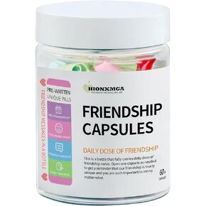 Pre-Written Friendship Messages in a Bottle (60+ PCS), Friend Gifts for Women Sister Bestie, Unique Capsule Letters in Plastic Jar Cute BFF Gifts Birthday Christmas Gift Idea