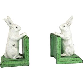 Design Toscano SP1601 Bookworm Bunny Rabbits Cast Iron Sculptural Bookend Pair, full color