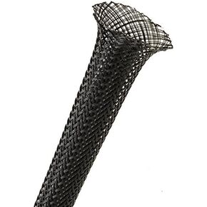 Electriduct 5/8" Black PET Expandable Braided Sleeving Cable Mesh Flexible Wire Sleeve - 10 Feet