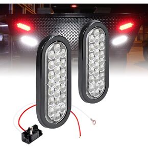 TRUE MODS 6" Amber Oval LED Trailer Tail Light [DOT FMVSS 108] [SAE STIP] [24 LED] [Grommet & Plug Included] [IP67 Waterproof] [Park & Turn Signal] Marine Trailer Lights for Boat Trailer RV Trucks