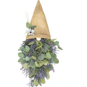 KI Store Lavender Gnome Wreath Purple Lavender Swag Door Decoration Summer Spring Decor for Door Window