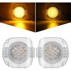 Partsam Pair 19 Amber LED Front Turn Signal Lights Corner Lamps Clear Lens Replacement for Freightliner Century Class 1996-2010, Driver Side and Passenger Side
