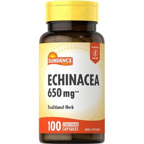 Echinacea 650mg | 100 Capsules | Traditional Herb Supplement | Vegetarian, Non-GMO, and Gluten Free Formula | by Sundance